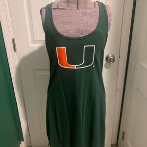 Miami Hurricanes, Green Tank Dress with Orange & White U Logo